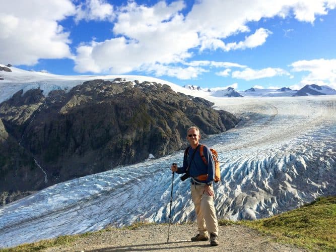 Dr. Diekema by a glacier.