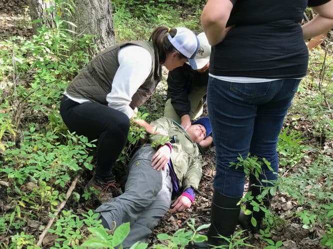 Nurse training in the woods.