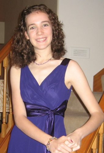 A teen girl in a prom dress