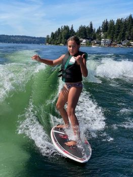 a girl wake boarding