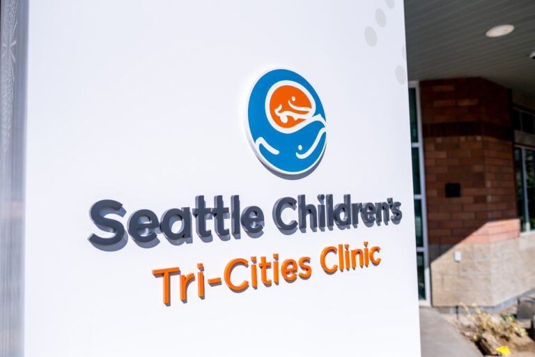 The sign outside Seattle Children's Tri-Cities Clinic