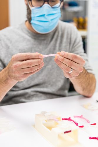 A doctor holds a 3D-printed model