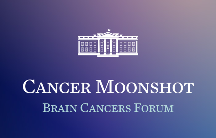 The Text Cancer Moonshot Brain Cancers Forum on a purple background