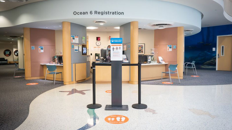 a greeter desk at Seattle Children's Hospital