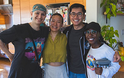 Four residents posing for a picture