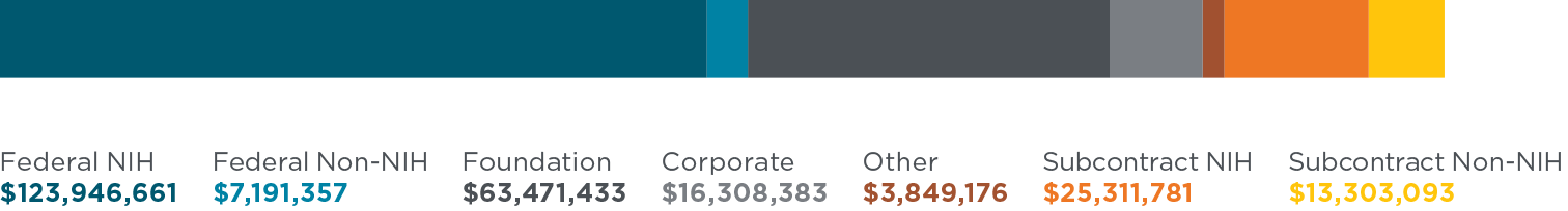 A graph showing Seattle Children's Research Institutes revenue streams for fiscal year 2023