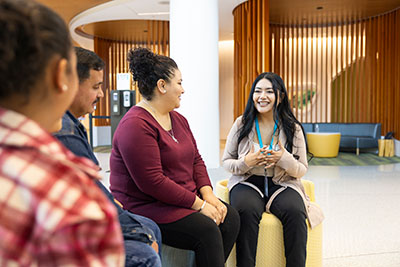 A patient's family talks to a Seattle Children's provider