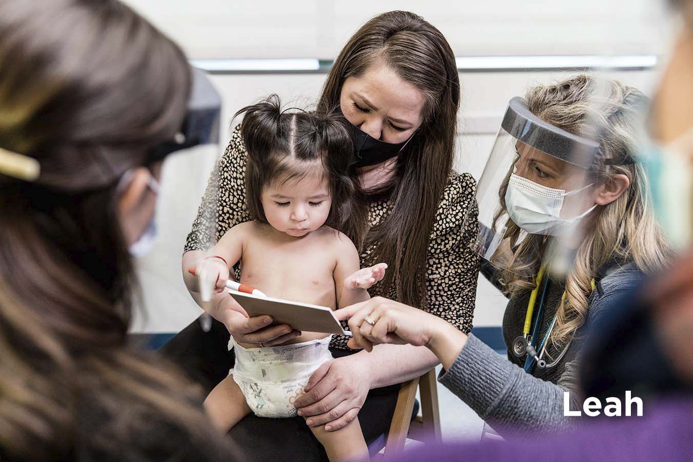 Seattle Children’s CDH team with family at clinic visit