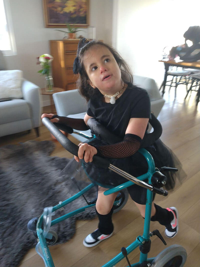 Girl using a walker