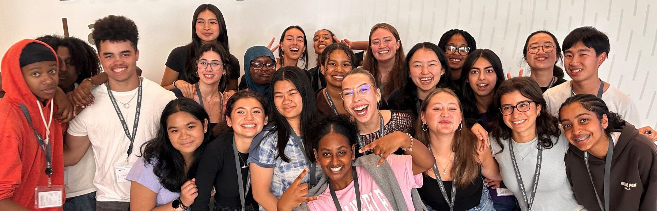 High school students smiling for a group photo